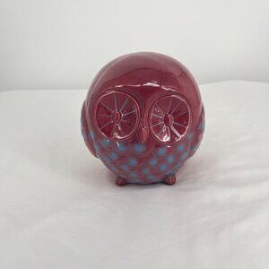 Ceramic Owl Statue By Garden Place‎ Red & Blue 6.5" X 6.5" X 6.5" Home Decor